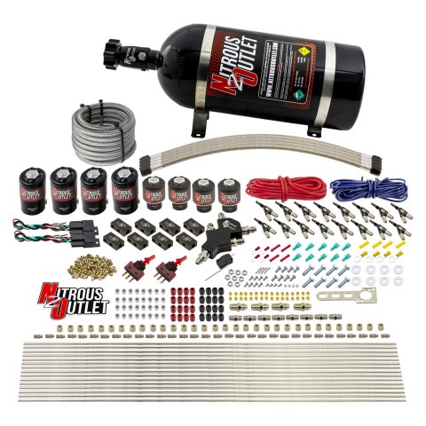 Nitrous Outlet Oxide Systems 00-10433-E85-H-DS-10 DS 8 Cyl 8 Sol Racers Direct Port Sys E85 Low PSI(10Lb Bottle)(90° Noz)
