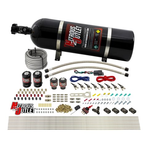 Nitrous Outlet Oxide Systems 00-10433-E85-L-15 8 Cyl 4 Sol Racers Direct Port Sys E85 Low PSI( 15lb Bottle)(90° Noz)