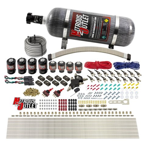 Nitrous Outlet Oxide Systems 00-10433-E85-L-DS-12 DS 8 Cyl 8 Sol Racers Direct Port Sys E85 Low PSI(12Lb Bottle)(90° Noz)