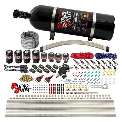 Nitrous Outlet Oxide Systems 00-10433-E85-L-DS-15 DS 8 Cyl 8 Sol Racers Direct Port Sys E85 Low PSI(15Lb Bottle)(90° Noz)