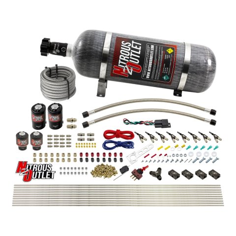 Nitrous Outlet Oxide Systems 00-10434-E85-H-12 8 Cyl 4 Sol Racers Direct Port Sys E85 Hi PSI( 12lb Bottle)(90° Noz)
