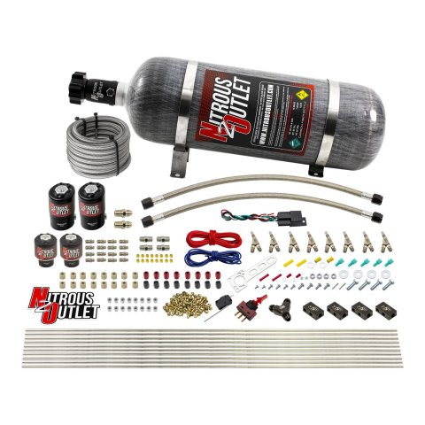 Nitrous Outlet Oxide Systems 00-10434-E85-L-SBT-12 8 Cyl 4 Sol Racers Direct Port Sys E85 Hi PSI( 12lb Bottle)(SBT Noz)