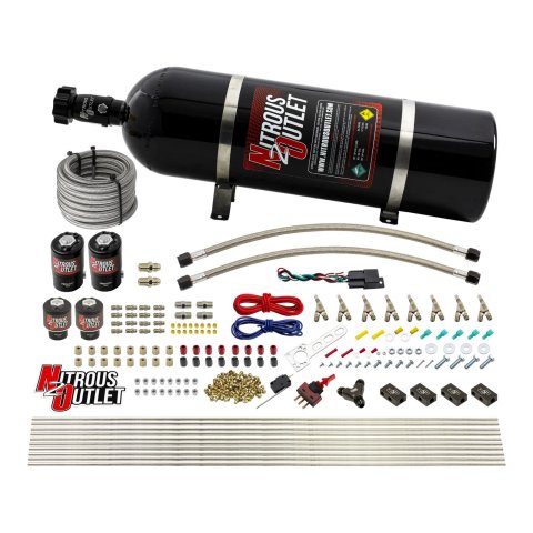 Nitrous Outlet Oxide Systems 00-10434-H-SBT-15 8 Cyl 4 Sol Racers Direct Port Sys Hi PSI( 15lb Bottle)(SBT Noz)
