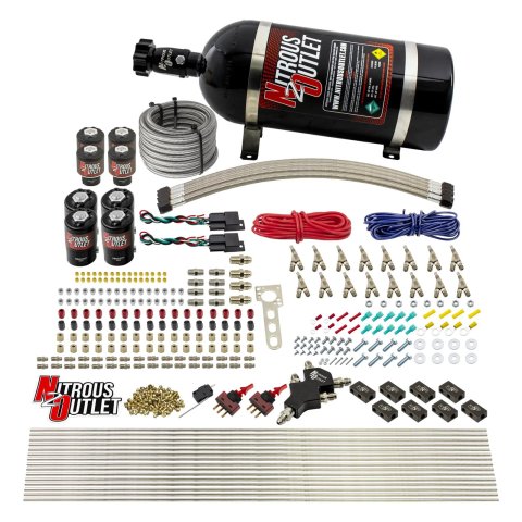 Nitrous Outlet Oxide Systems 00-10434-H-SBT-DS-10 DS 8 Cyl 8 Sol Racers Direct Port Sys Hi PSI(10Lb Bottle)(SBT Noz)