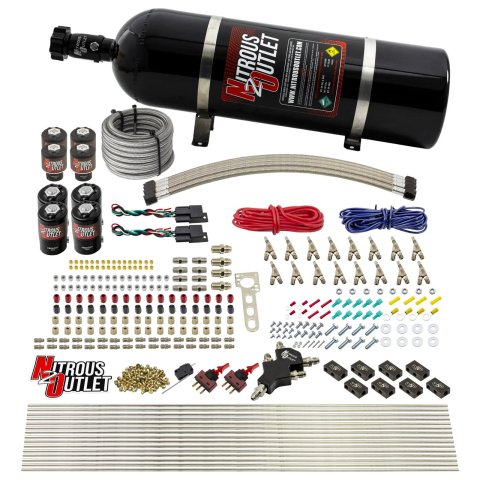 Nitrous Outlet Oxide Systems 00-10434-H-SBT-DS-15 DS 8 Cyl 8 Sol Racers Direct Port Sys Hi PSI(15Lb Bottle)(SBT Noz)