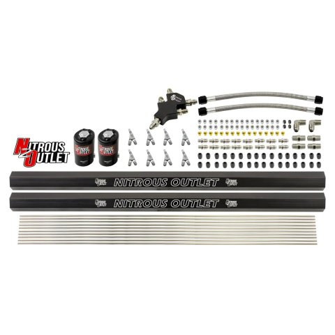 Nitrous Outlet Oxide System Conversion and Upgrade Kits 00-10456-L-R-SBT-DS Dry EFI DS 8 Cyl 4 Sol Forward Plumbers Kit w/ Dual Rails SBT Wet Noz.