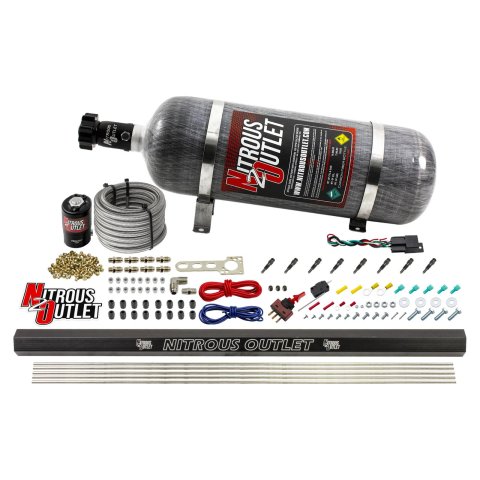 Nitrous Outlet Oxide Systems 00-10470-H-R-SBT-12 Dry EFI 8 Cyl 1 Sol Direct Port Sys w/ Single Rail (12Lb Bottle)(SBT Noz)