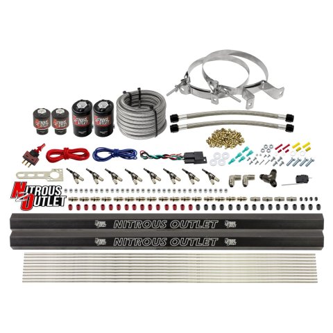 Nitrous Outlet Oxide Systems 00-10475-E85-H-R-00 8 Cyl 4 Sol Direct Port Sys w/ Dual Rails E85 Hi PSI(No Bottle)(90° Noz)