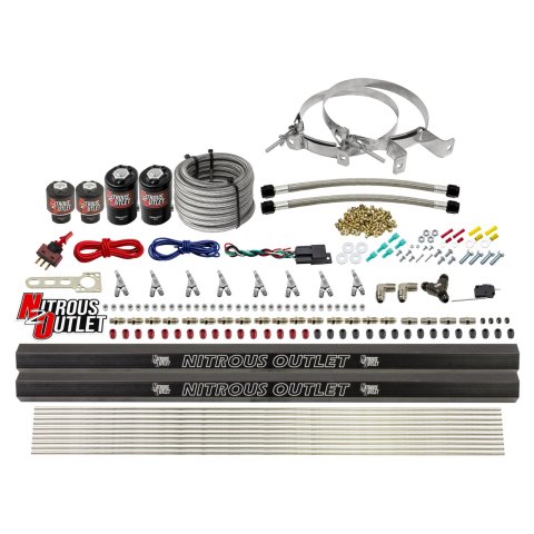 Nitrous Outlet Oxide Systems 00-10475-H-R-SBT-00 8 Cyl 4 Sol Direct Port Sys w/ Dual Rails Hi PSI(No Bottle)(SBT Noz)