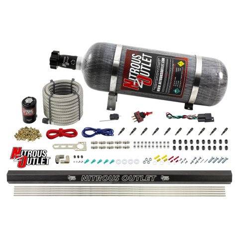 Nitrous Outlet Oxide Systems 00-10493-R-SBT-12 10 Cyl 1 Sol Dry EFI Direct Port Sys w/ Single Rail(12Lb Bottle)(SBT Noz)