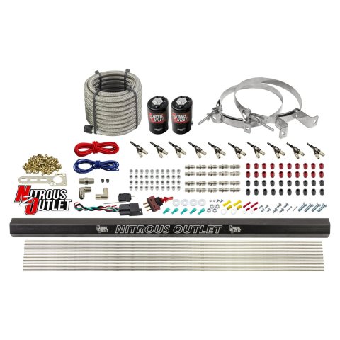 Nitrous Outlet Oxide Systems 00-10495-E85-R-00 10 Cyl 2 Sol Direct Port Sys w/ Single Rail E85 Hi PSI(No Bottle)(90° Noz)