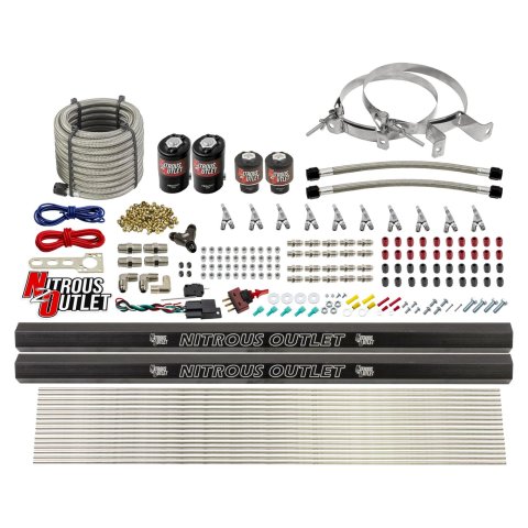 Nitrous Outlet Oxide Systems 00-10496-R-SBT-00 10 Cyl 4 Sol Direct Port Sys w/ Dual Rails Low PSI(No Bottle)(SBT Noz)