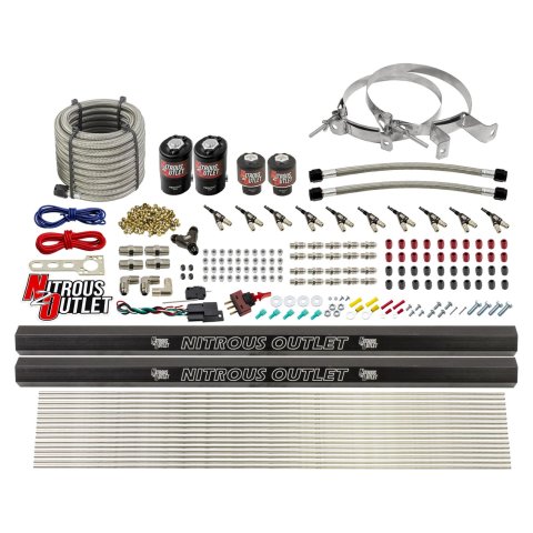 Nitrous Outlet Oxide Systems 00-10497-E85-R-00 10 Cyl 4 Sol Direct Port Sys w/ Dual Rail E85 Hi PSI(No Bottle)(90° Noz)