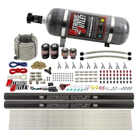 Nitrous Outlet Oxide Systems 00-10497-E85-R-SBT-12 10 Cyl 4 Sol Direct Port Sys w/ Dual Rail E85 Hi PSI(12Lb Bottle)(SBT Noz