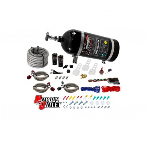 Nitrous Outlet X-Series Oxide Systems 22-81000 Systems, X-Series, Air Intake Tube Delivery, Wet, 200 hp, 10 lb. Bottle, Black Powdercoated, WOT Switch, Chevy, Kit