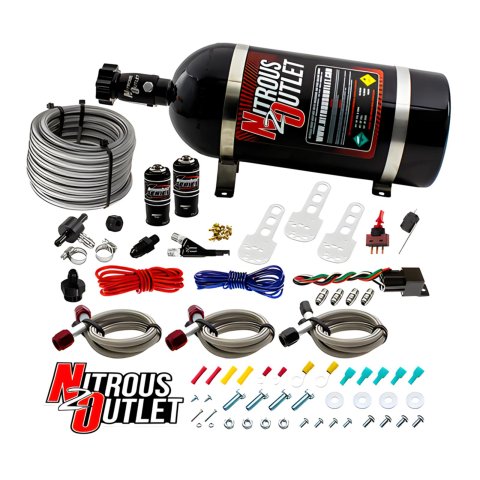 Nitrous Outlet X-Series Oxide Systems 22-80001-NO10 Systems, X-Series, Air Intake Dlivery, Wet, Max 200 hp, Includes 50-100-150, High Flow 10 lb. Bottle, Black, WOT, Fuel Injection, Kit