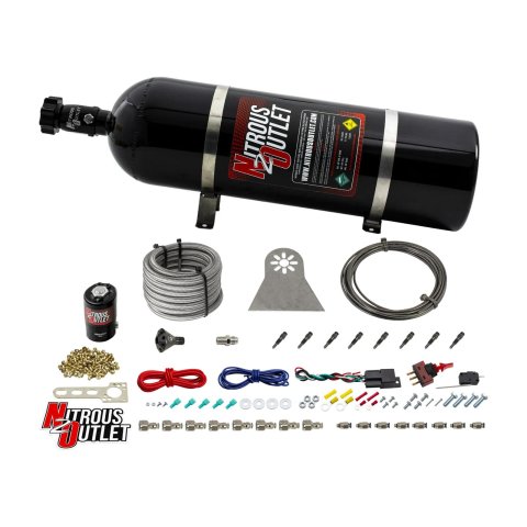 Nitrous Outlet Oxide Systems 00-10481-H-SBT-DRY-15 Systems, Dry 8 Cylinder Direct Port System - .122 Nit Discharge Nozzles (100-500HP)(15lb Bottle)