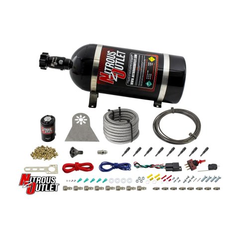 Nitrous Outlet Oxide Systems 00-10481-L-DRY-10 Systems, Dry 8 Cylinder Direct Port System - .112 Nie Discharge Nozzles (100-400HP)(10lb Bottle)