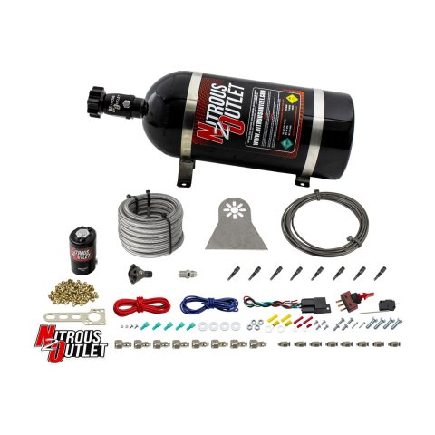 Nitrous Outlet Oxide Systems 00-10481-L-SBT-DRY-10 Systems, Dry 8 Cylinder Direct Port System - .112 Nit Discharge Nozzles (100-400HP)(10lb Bottle)