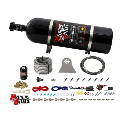 Nitrous Outlet Oxide Systems 00-10481-L-SBT-DRY-15 Systems, Dry 8 Cylinder Direct Port System - .112 Nit Discharge Nozzles (100-400HP)(15lb Bottle)