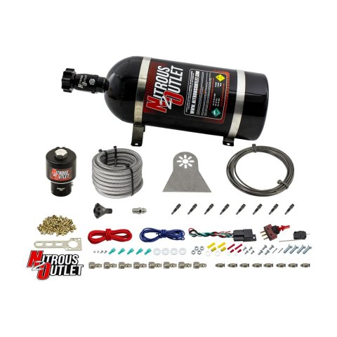 Nitrous Outlet Oxide Systems 00-10481-T-SBT-DRY-10 Systems, Dry 8 Cylinder Direct Port System - .178 Discharge Nozzles (100-600HP)(10lb Bottle)
