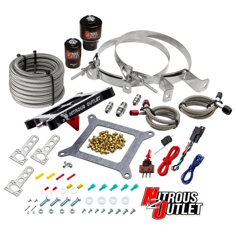 Nitrous Outlet Oxide Systems 00-10602-GEN4-00 Systems, 4150 Stinger 4 Race System - Braided Hoses/ - (Gas/E85)(5-55 psi)(50-600 HP)(No Bottle)