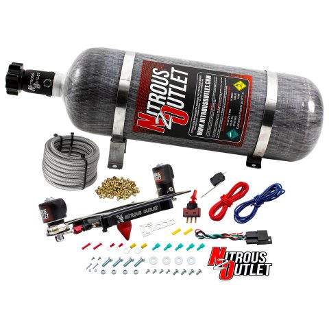 Nitrous Outlet Oxide Systems 00-10604-GEN4-12 Systems, 4150 Stinger 4 System - Hard-line/.122 Solenoid/.177 Fuel Solenoid/Boomerang Solenoid Bracket - (Gas/E85)(5-55 psi)(50-