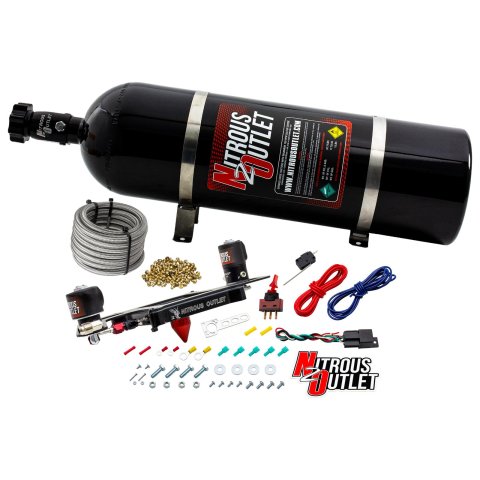 Nitrous Outlet Oxide Systems 00-10604-GEN4-15 Systems, 4150 Stinger 4 System - Hard-line/.122 Solenoid/.177 Fuel Solenoid/Boomerang Solenoid Bracket - (Gas/E85)(5-55 psi)(50-