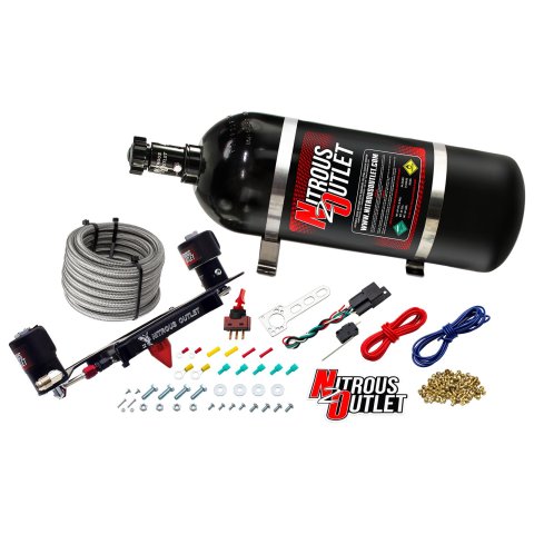 Nitrous Outlet Oxide Systems 00-10606-GEN4-15 Systems, 4150 Stinger 4 Race System - Hard-line/.178 (Gas/E85)(5-55 psi)(50-600 HP)(15lb Bottle)
