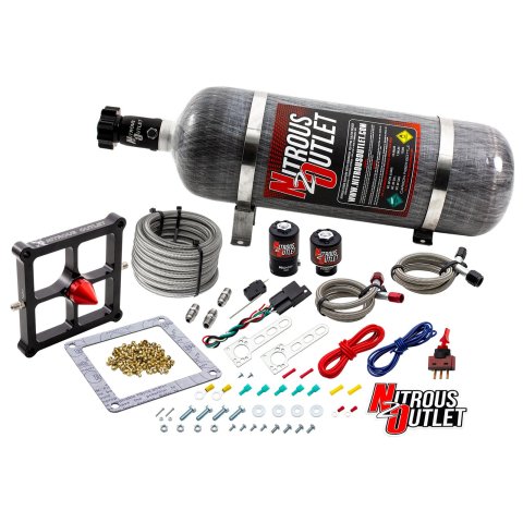 Nitrous Outlet Oxide Systems 00-10650-GEN4-12 Systems, 4500 Stinger 4 System - Braided Hoses/.122 (Gas/E85)(5-55 psi)(50-500 HP)(12lb Bottle)
