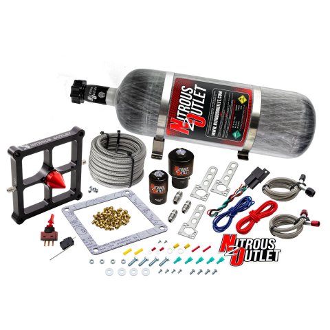 Nitrous Outlet Oxide Systems 00-10652-GEN4-12 Systems, 4500 Stinger 4 Race System - Braided Hoses/ (Gas/E85)(5-55 psi)(50-600 HP)(12lb Bottle)