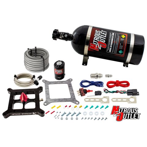 Nitrous Outlet Oxide Systems 00-10670-GEN4-10 Systems, 4150 Stinger 4 Dry System - Braided Hoses/.122 Solenoid/Universal Solenoid Bracket - (50-500 HP)(10lb Bottle)