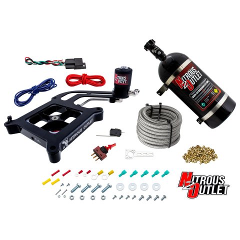 Nitrous Outlet Oxide Systems 00-10673-GEN4-10 Systems, 4150 Stinger 4 Dry System - Hard-line/.122 Solenoid/Boomerang Solenoid Bracket - (50-500 HP)(10lb Bottle)