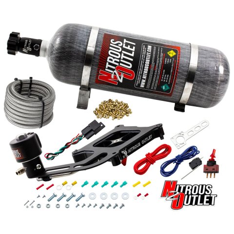 Nitrous Outlet Oxide Systems 00-10674-GEN4-12 Systems, 4150 Stinger 4 Dry Race System - Hard-line/.178 Trashcan Solenoid/Boomerang Solenoid Bracket - (50-600 HP)(10lb Bottle)