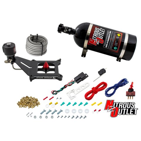 Nitrous Outlet Oxide Systems 00-10676-GEN4-10 Systems, 4150 Stinger 4 Dry Race System - Hard-line/Mount Upside Down - (50-600 HP)(10lb Bottle)