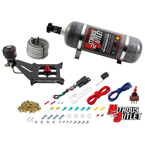 Nitrous Outlet Oxide Systems 00-10676-GEN4-12 Systems, 4150 Stinger 4 Dry Race System - Hard-line/Mount Upside Down - (50-600 HP)(12lb Bottle)