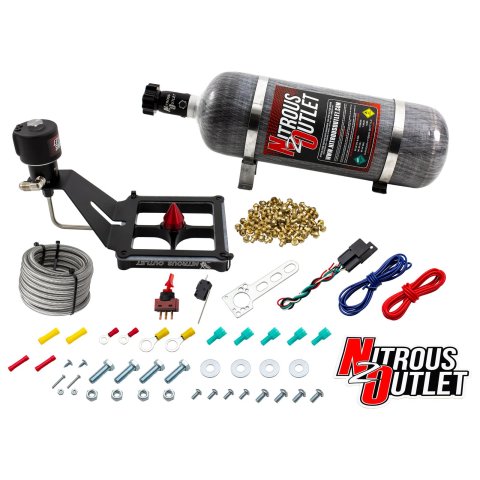 Nitrous Outlet Oxide Systems 00-10683-GEN4-12 Systems, 4500 Stinger 4 Dry Race System - Hard-line/Mount Upside Down - (50-600 HP)(12lb Bottle)