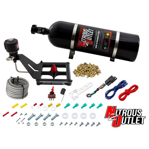 Nitrous Outlet Oxide Systems 00-10683-GEN4-15 Systems, 4500 Stinger 4 Dry Race System - Hard-line/Mount Upside Down - (50-600 HP)(15lb Bottle)