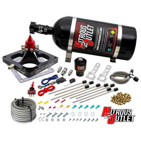Nitrous Outlet Oxide Systems 00-45900-DRY1-10 Systems, 4500 Dry Kraken Plate System - Braided Hose/.178 MOD Trashcan Solenoid/Universal Solenoid Bracket (100-800hp)(10lb Bott