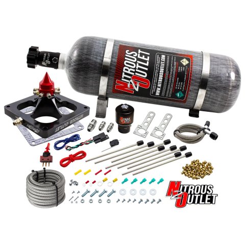 Nitrous Outlet Oxide Systems 00-45900-DRY1-12 Systems, 4500 Dry Kraken Plate System - Braided Hose/.178 MOD Trashcan Solenoid/Universal Solenoid Bracket (100-800hp)(12lb Bott