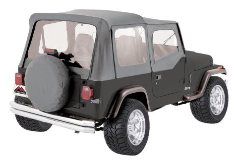 RT Off-Road Complete Soft Tops for 1987-1995 WRANGLER - CT20009 Top, Complete, Fabric, Gray Denim, Clear Windows, Jeep, Each