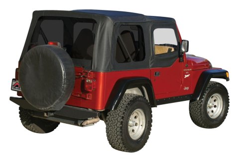 RT Off-Road Replacement Soft Tops for 1997-2006 WRANGLER - RT10335T Top, Replacement, Fabric, Black Diamond, Upper Doors, Tinted Windows, Jeep, Each