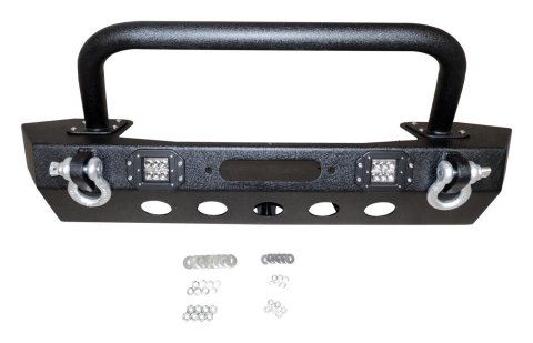 RT Off-Road Heavy-Duty Bumpers for 2020 GLADIATOR, 2018-2021 WRANGLER - RT20044 Bumper, Front, Fabricated, Stinger, Mid-Width, Steel, Winch Mount, Two LED Pods, Black Textured Powdercoated, Jeep, Each