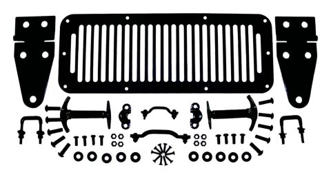 RT Off-Road Complete Hood Dress Up Kits RT26007 Catches, Up, Hinges, Vent, Steel, Black, Jeep, Kit