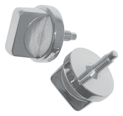 RT Off-Road Windshield Knobs for 1976-1983 CJ5, 1976-1986 CJ7, 1981-1985 SCRAMBLER - RT26028 Hinge Knobs, Thread On, Steel, Chrome, Jeep, Pair