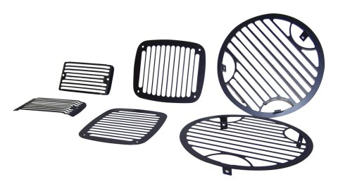 RT Off-Road Stone Guard Sets for 1997-1999 WRANGLER - RT26048 Light Guards, Billet Style, Aluminum, Black, Jeep, Set of 6