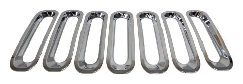 RT Off-Road Grille Inserts for 2007-2017 WRANGLER, 2018 WRANGLER JK - RT26055 Inserts, Main Position, Overlay Style, Plastic, Chrome, Jeep, Set of 7