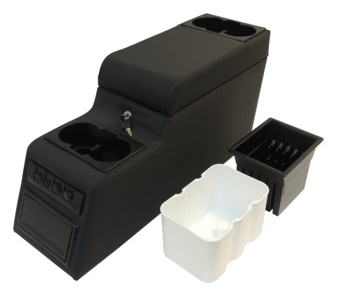 RT Off-Road Center Consoles RT27009 Console, Floor Hump Location, Lockable, Cup Holder, Cloth, Black Denim, Each