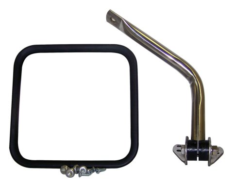 RT Off-Road Side Windshield Mirrors RT30008 View Mirror, Passenger Side, Replacement, Rectangular, Flat, Manual, Polished Stainless Housing, Jeep