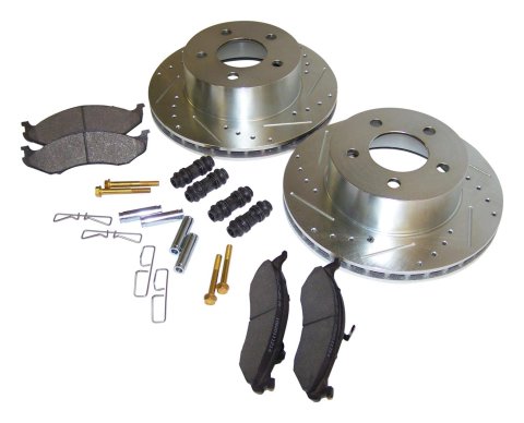 RT Off-Road Performance Brake Kits RT31013 Rotors, Front, Cross-drilled and Slotted Surface, Iron, 11.00 in. O.D., Semi-metallic Pads, Jeep, Kit